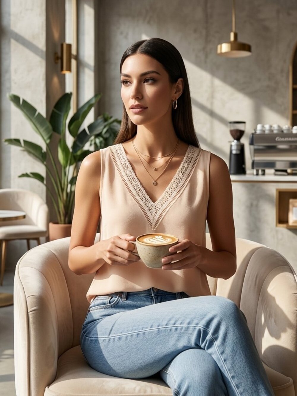 TCEC Lace Trim Sleeveless Blouse